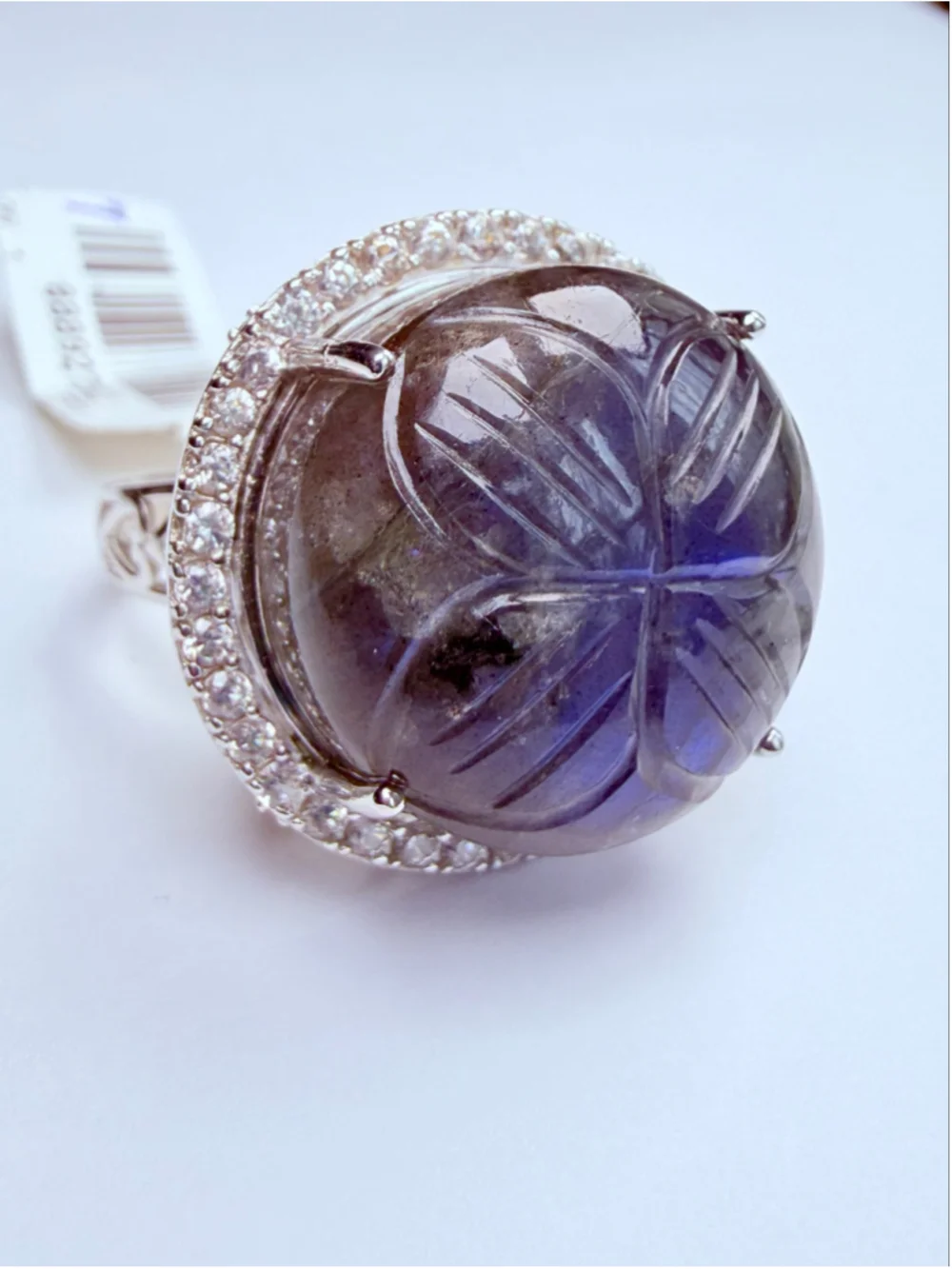 Maltese Cross 38 CT Labradorite Solitaire 925 Sterling Silver Daphne Ring NWT